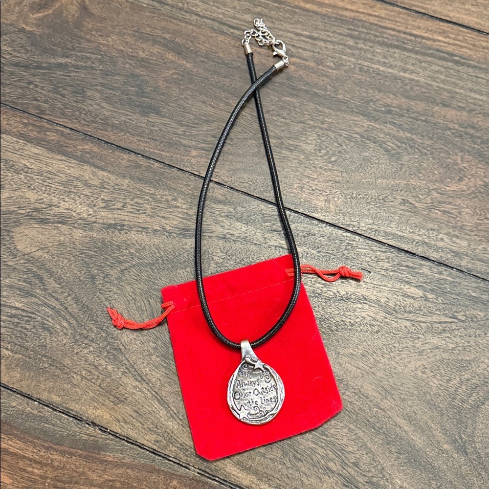 Silver Pendant Necklace with Inspirational Quote - Picture 4 of 5